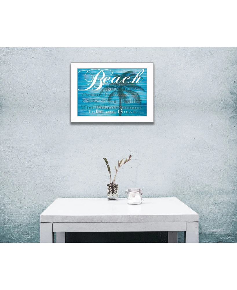 Trendy Decor 4U Take Me There By Cindy Jacobs, Printed Wall Art, Ready to hang, White Frame, 14" x 10"