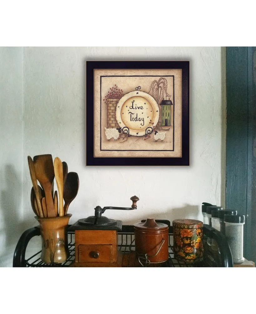 Trendy Decor 4U Live Today By Mary June, Printed Wall Art, Ready to hang, Black Frame, 14" x 14"
