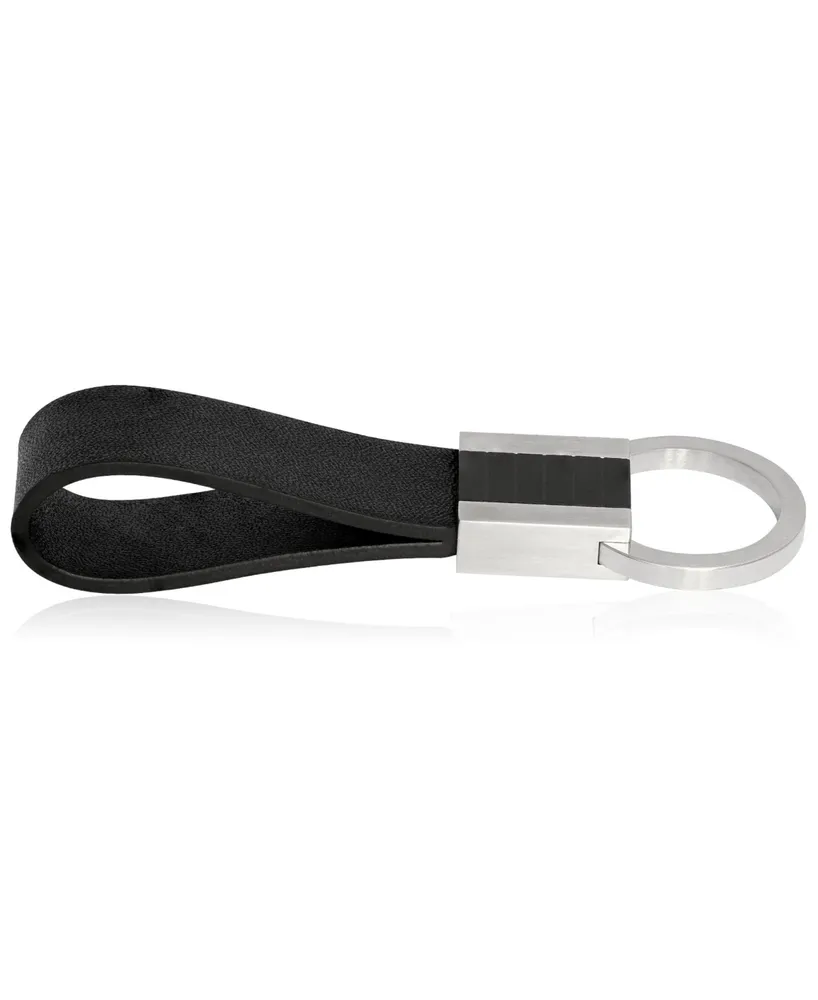 Sutton Stainless Steel Leather Key Ring