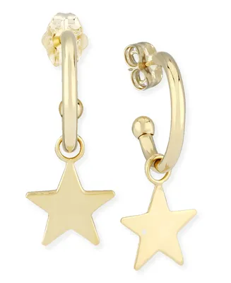 Dangle Star Hoop Earrings in 14k Yellow Gold