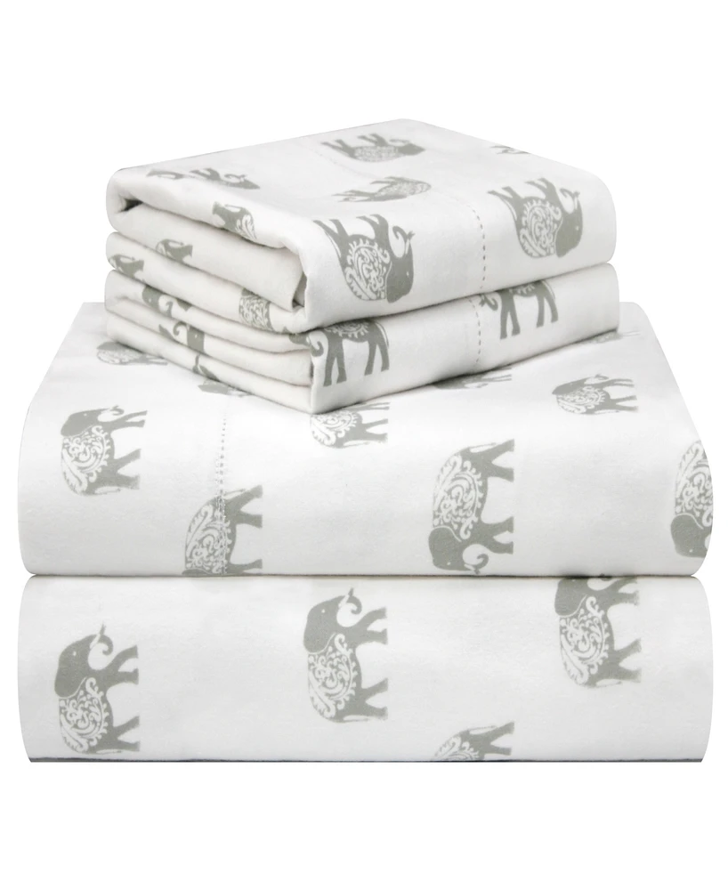 Pointehaven Whimsical Printed Flannel Sheet Set, California King