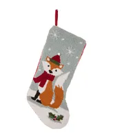 Glitzhome 19" L Hooked Fox Stocking