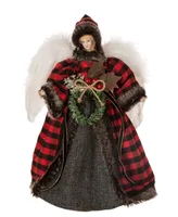 Glitzhome 12" H Plaid Angel Tree Top