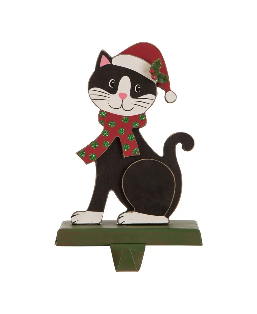 Glitzhome 7.76" H Wooden Cat Stocking Holder