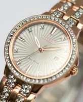 Citizen Women's Eco-Drive Crystal Accent Rose Gold-Tone Stainless Steel Bracelet Watch 28mm EW2348