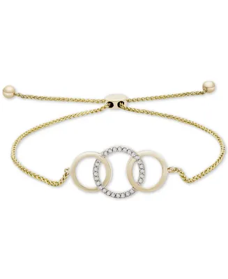 Wrapped Diamond Triple Ring Bolo Bracelet (1/10 ct. t.w.) in 14k Gold, Created for Macy's