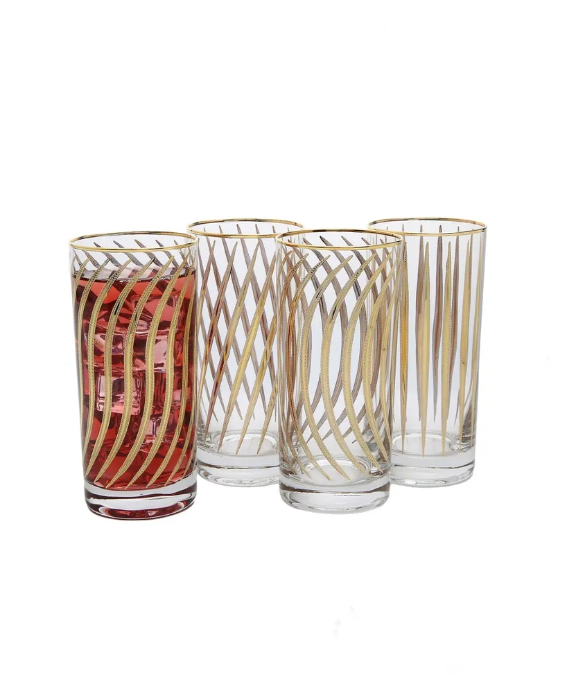 Classic Touch Set of 4 Mix and Match Water Tumblers with 24K Gold Design