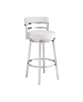 Madrid 26" Counter Height Swivel Gray Artificial leather and Brushed Stainless Steel Bar Stool