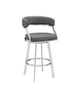 Saturn 30" Bar Height Swivel Gray Artificial leather and Brushed Stainless Steel Stool