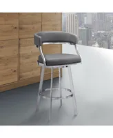 Saturn 26" Counter Height Swivel Gray Artificial leather and Brushed Stainless Steel Bar Stool