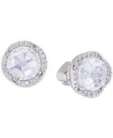 Kate Spade New York Silver-Tone Pave & Large Crystal Round Stud Earrings