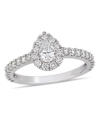 Pear Certified Diamond (1 ct. t.w.) Halo Engagement Ring 14k White Gold
