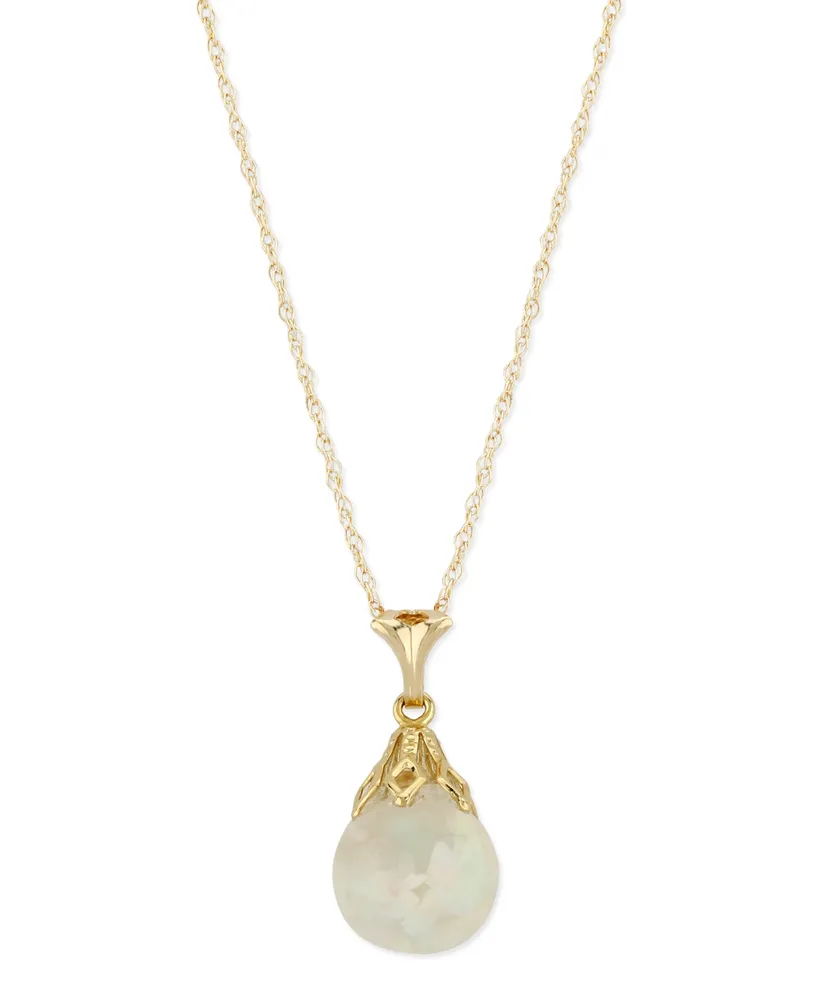 Floating Crushed Opal (1/2 ct. t.w.) Drop Necklace in 14k Yellow Gold