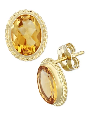 Gemstone Twist Gallery Stud Earring Set 14k Gold