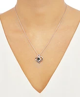 Birthstone Gemstone & Diamond Accent Heart Pendant Necklace in Sterling Silver