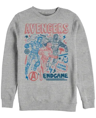 Marvel Men's Avengers Endgame Stronger Together Doodle Sketch, Crewneck Fleece