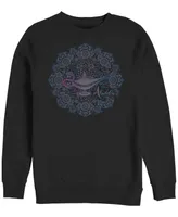 Disney Men's Aladdin Lamp Geometric Neon Portrait, Crewneck Fleece