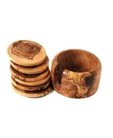 BeldiNest Olive Wood Coaster Set of 6 with Holder