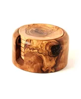 BeldiNest Olive Wood Coaster Set of 6 with Holder