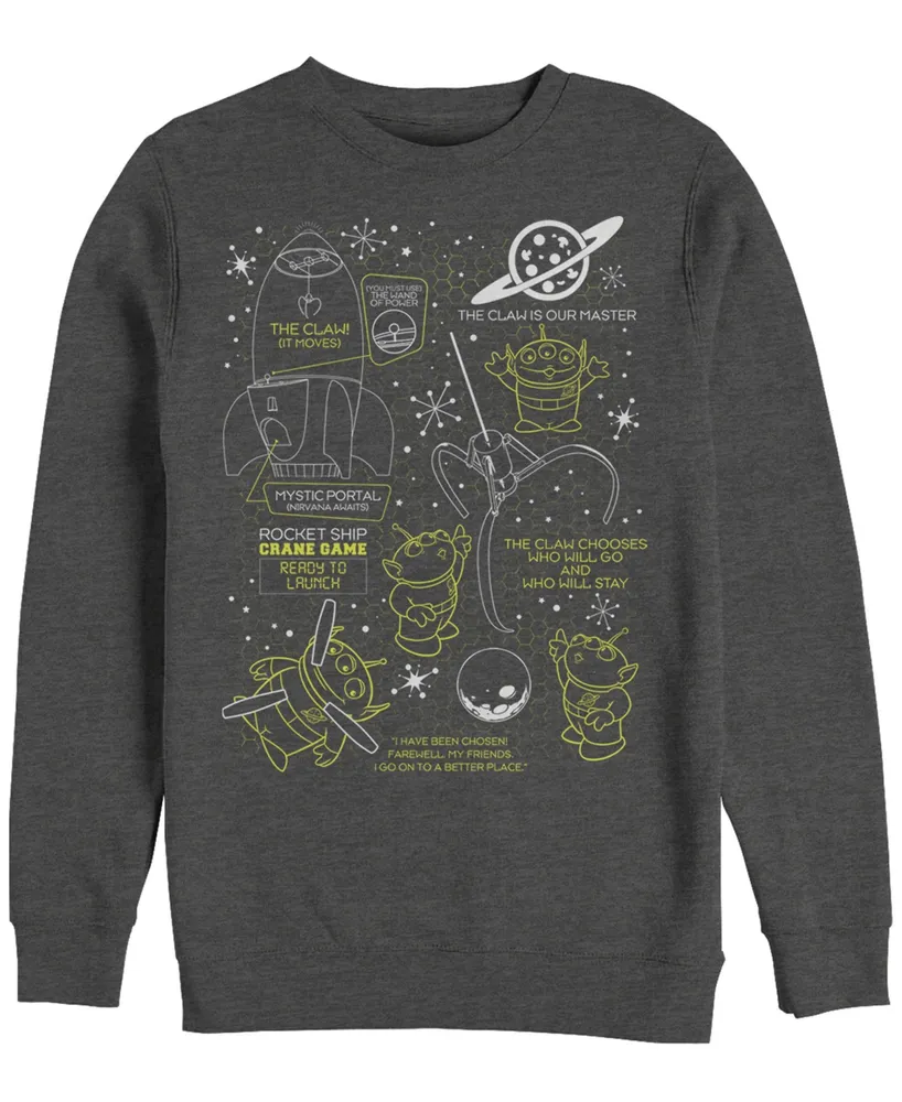 Disney Pixar Men's Toy Story Aliens Claw Master Map, Crewneck Fleece