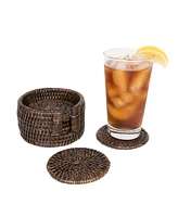 Artifacts Rattan Round Coasters - 7 Piece Set