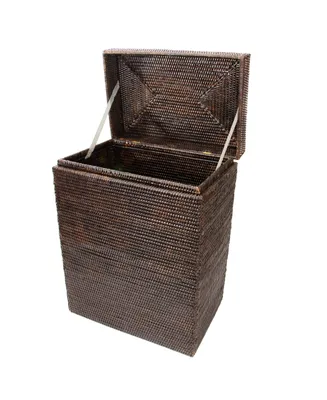 Artifacts Rattan Rectangular Hamper with Hinged Lid and Cloth Liner