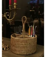 Artifacts Rattan 4 Section Caddy and Cutlery Holder