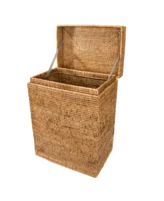 Artifacts Rattan Rectangular Hamper with Hinged Lid and Cloth Liner