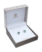 Multi Colored Cubic Zirconia Cushion Shape Stud Earring Sterling Silver