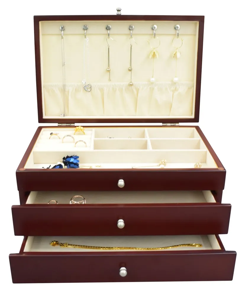 Pko Inc Elegant Walnut Finish Jewelry Box