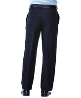 Haggar Men's Eclo Stria Classic Fit Pleated Hidden Expandable Waistband Dress Pants