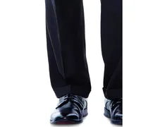 Haggar Men's Eclo Stria Classic Fit Pleated Hidden Expandable Waistband Dress Pants