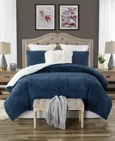 Plush Faux Fur and Sherpa Reversible Full/Queen Comforter Set