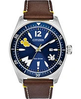 Disney by Citizen Mickey Mouse Classic Brown Leather Strap Watch 43mm