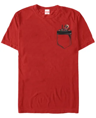 Fifth Sun Marvel Men's Deadpool Peekaboo Faux Pocket Short Sleeve T-Shirt