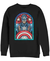 Marvel Men's Classic Captain America Stained Glass Window, Crewneck Fleece