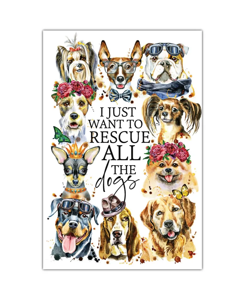 Dexsa I Just Want to Rescue the Dogs New Horizons Wood Plaque with Easel and Hook, 6" x 9"