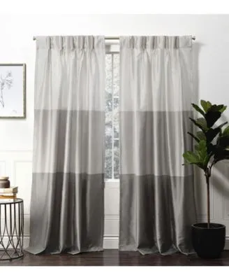 Exclusive Home Curtains Chateau Striped Faux Silk Pinch Pleat Curtain Panel Pair