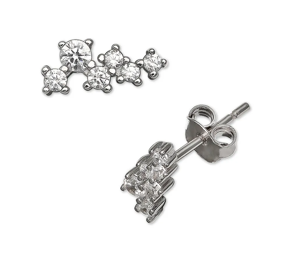 Giani Bernini Cubic Zirconia Horizontal Cluster Stud Earrings in Sterling Silver, Created for Macy's