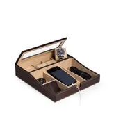 Bey-Berk Valet Tray with Multi-Compartment Storage