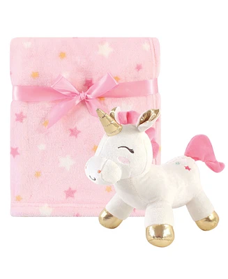 Luvable Friends Baby Girl Unicorn Themed Baby Bedding Set, Unicorn Blanket And Toy, One Size