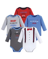 Hudson Baby Infant Boy Cotton Long-Sleeve Bodysuits 5pk, Mr Cool Dude, 18-24 Months