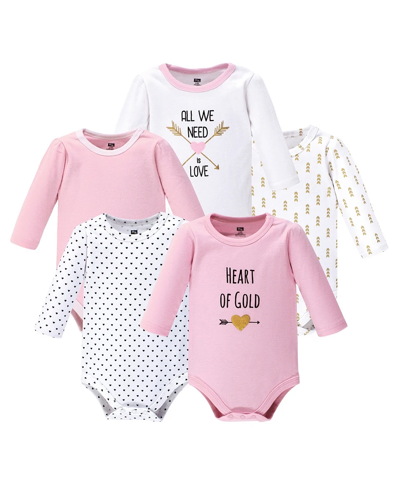 Hudson Baby Big Girls Plus Hudson Cotton Long-Sleeve Bodysuits 5pk, Heart, 18-24 Months