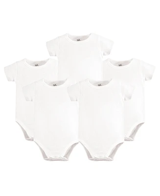 Touched by Nature Infant Unisex Organic Cotton Bodysuits 5pk, White