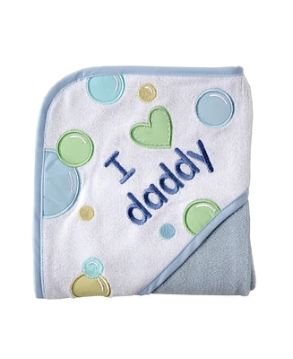 Luvable Friends Baby Boy Hooded Towel and Washcloth, Blue Whale, One