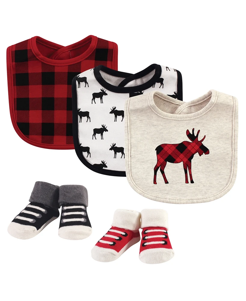 Hudson Baby Boys Unisex Cotton Bib and Sock Set, North Pole, One