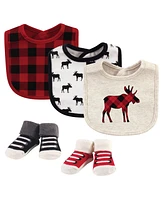 Hudson Baby Boys Unisex Cotton Bib and Sock Set, North Pole, One