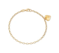 Heart Charm Link Chain Bracelet in 10k Gold