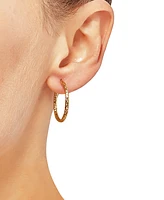 Textured Round Hoop Earrings in 10k Gold, 25mm