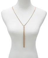 Guess Gold-Tone Logo & Tassel Snake-Chain Lariat Necklace, 28" + 2" extender